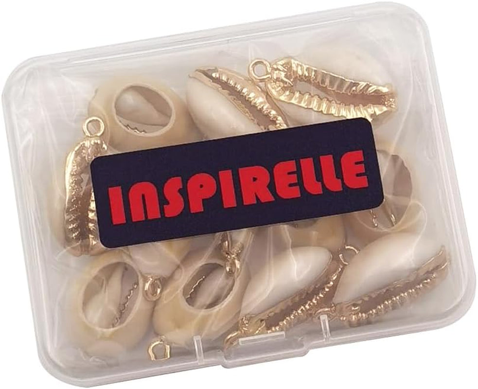 12PCS Golden Natural Shell Pendants Sea Shell Connectors Beach Seashells Cowrie Shell Charms for Jewelry Making