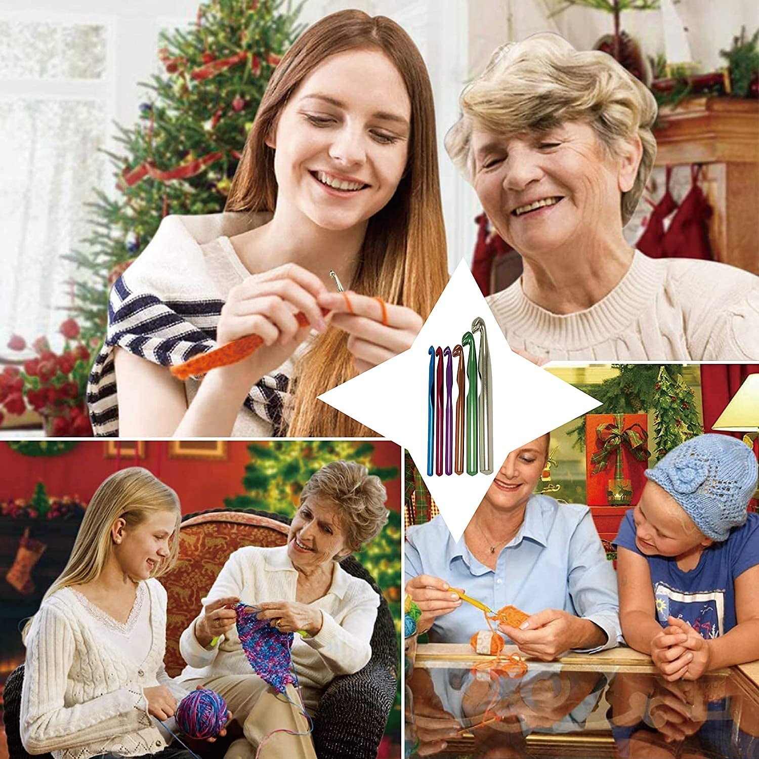 Large Aluminum Crochet Hooks Set 7Mm, 8Mm, 9Mm,10Mm, 12Mm, 15Mm, Big Standard Size Crochet Hooks