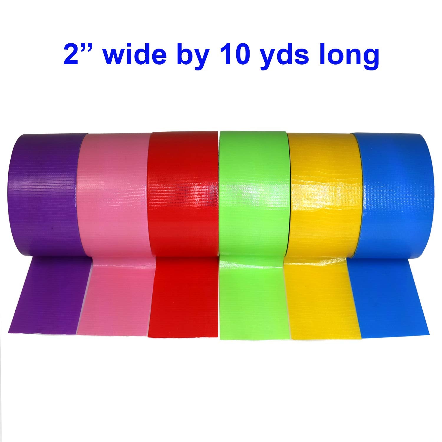 6 Assorted Colored Duct Tapes - Multi Purposes Bright Colors Tapes Great for Do It Yourself Art Home School Office Assorted Colors 2" Roll by 10 Yds