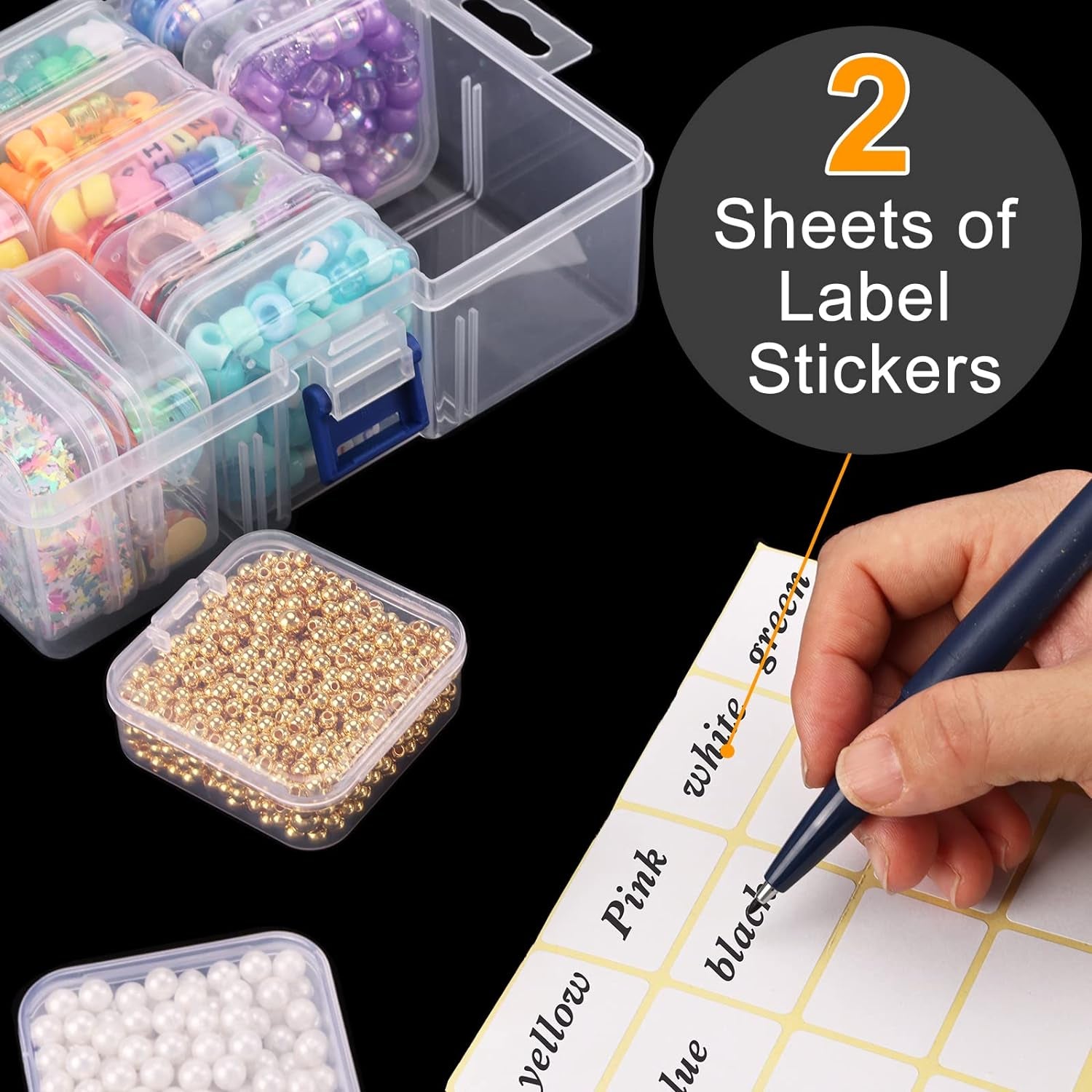 30Pcs Bead Organizers in a Clear Organzier Box, 2 Sets Clear Plastic Diamond Painting Storage Container with Mini Boxes for Craft Organziers and Storage Art Embroidery Nail Accessories