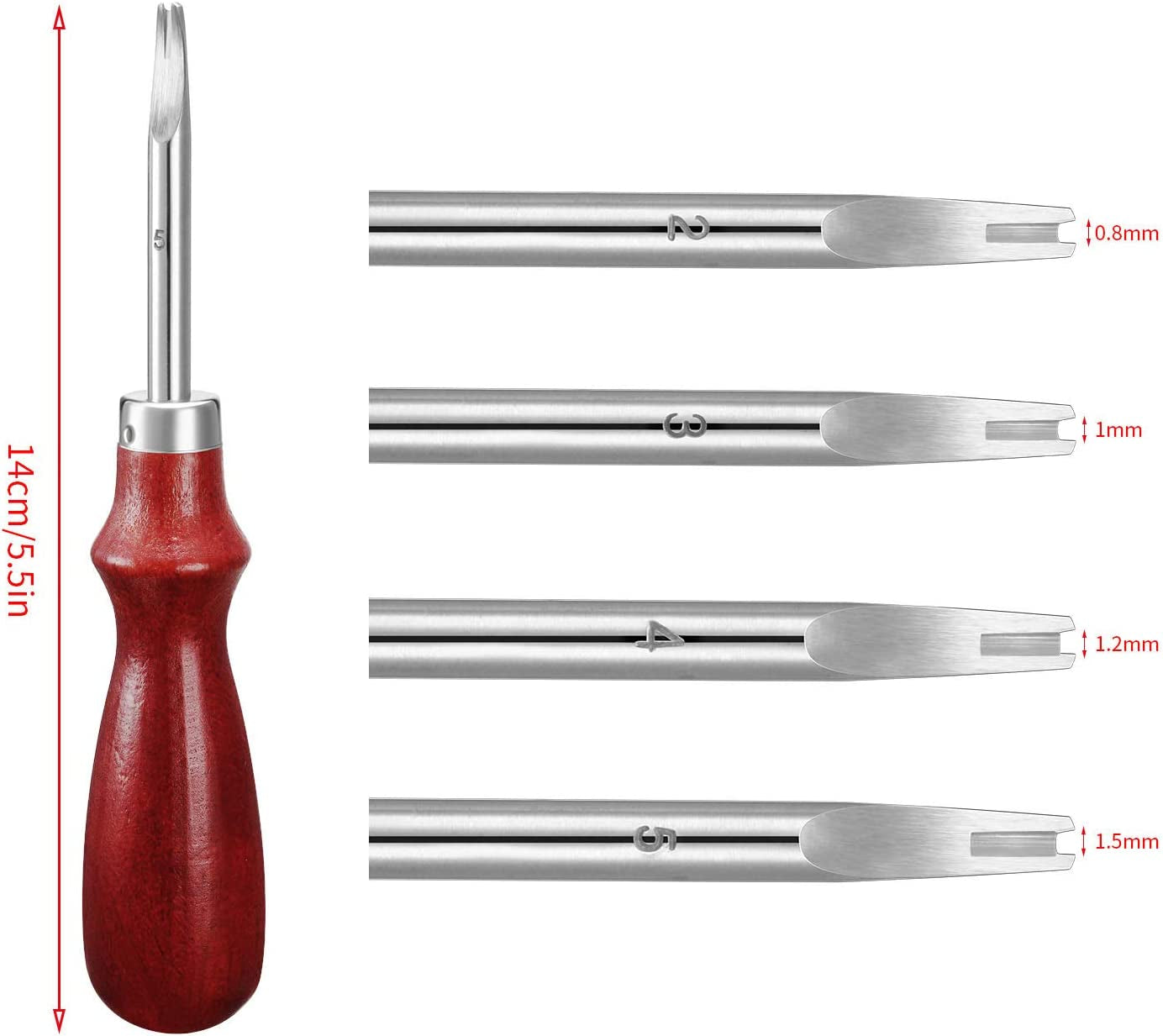 4 Pieces Edge Leather Beveler Craft Edge Beveler Cutting Beveling Leather Skiver Tool for DIY (1.5 Mm, 1.2 Mm, 1.0 Mm, 0.8 Mm)