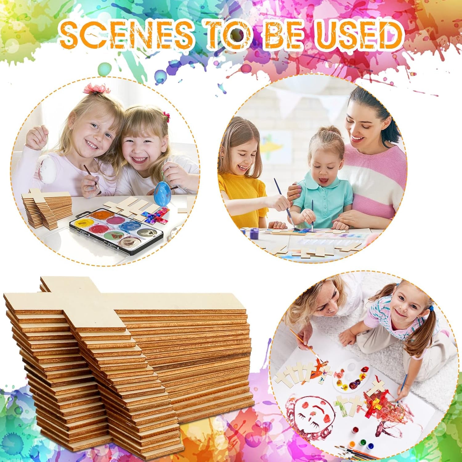100 Pack Blank Wooden Cross Unfinished Cross Shaped Wood Cutouts for Crafts Wood Cross for DIY Projects Sunday School Church Home Decoration Ornaments, 11 X 7 Cm/ 4.3 X 2.8 Inches
