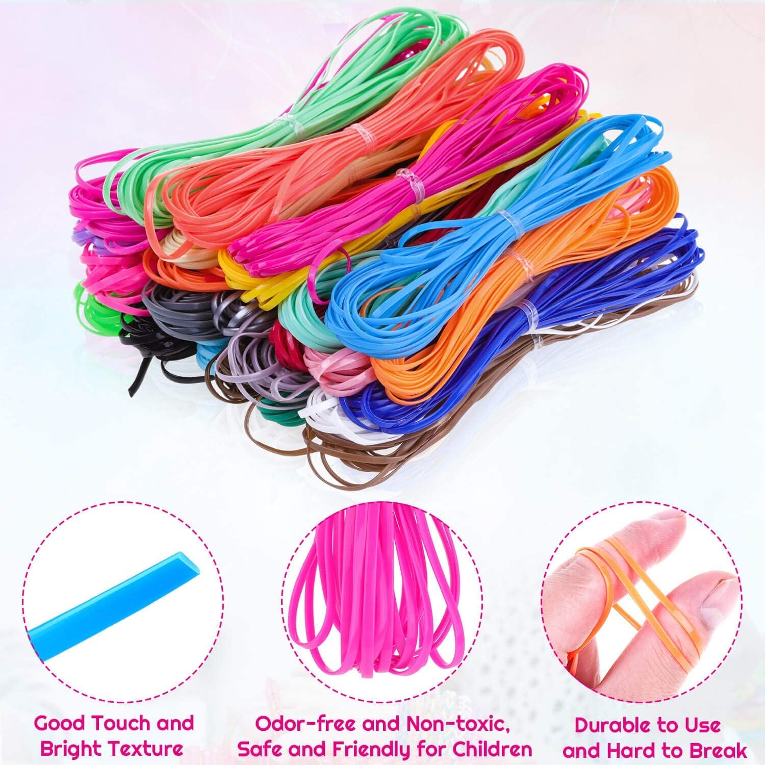 Lanyard String,  25 Colors Gimp String Plastic Lacing Cord with 20Pcs Snap Clip Hooks and Keyrings for Crafts, Bracelet, Lanyards and Jewelry Making