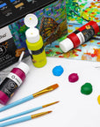 Acrylic Paint Set with 10 Brushes and 24 Colors 2Oz Art Craft Paint, Acrylic Paint Sets for Adults and Beginners, Art Supplies Painting Kit for Canvas, Wood, Rocks, Fabric, Glass