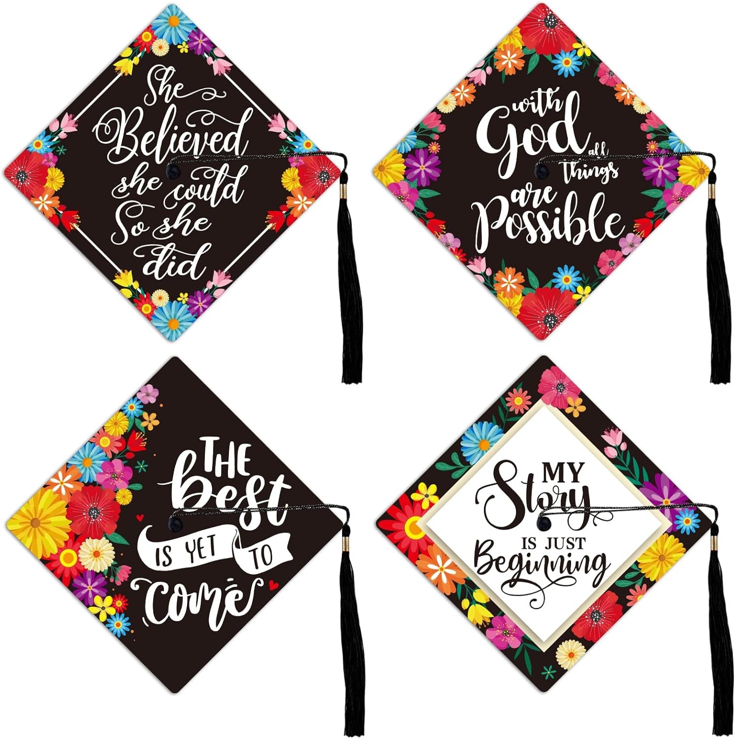 12 Pcs Graduation Caps Topper Stickers Cap Topper Decorations for Graduation Grad Hat Decorations Graduation Cap Decorations Caps Topper Graduation Gift for Women Grad Party Favors