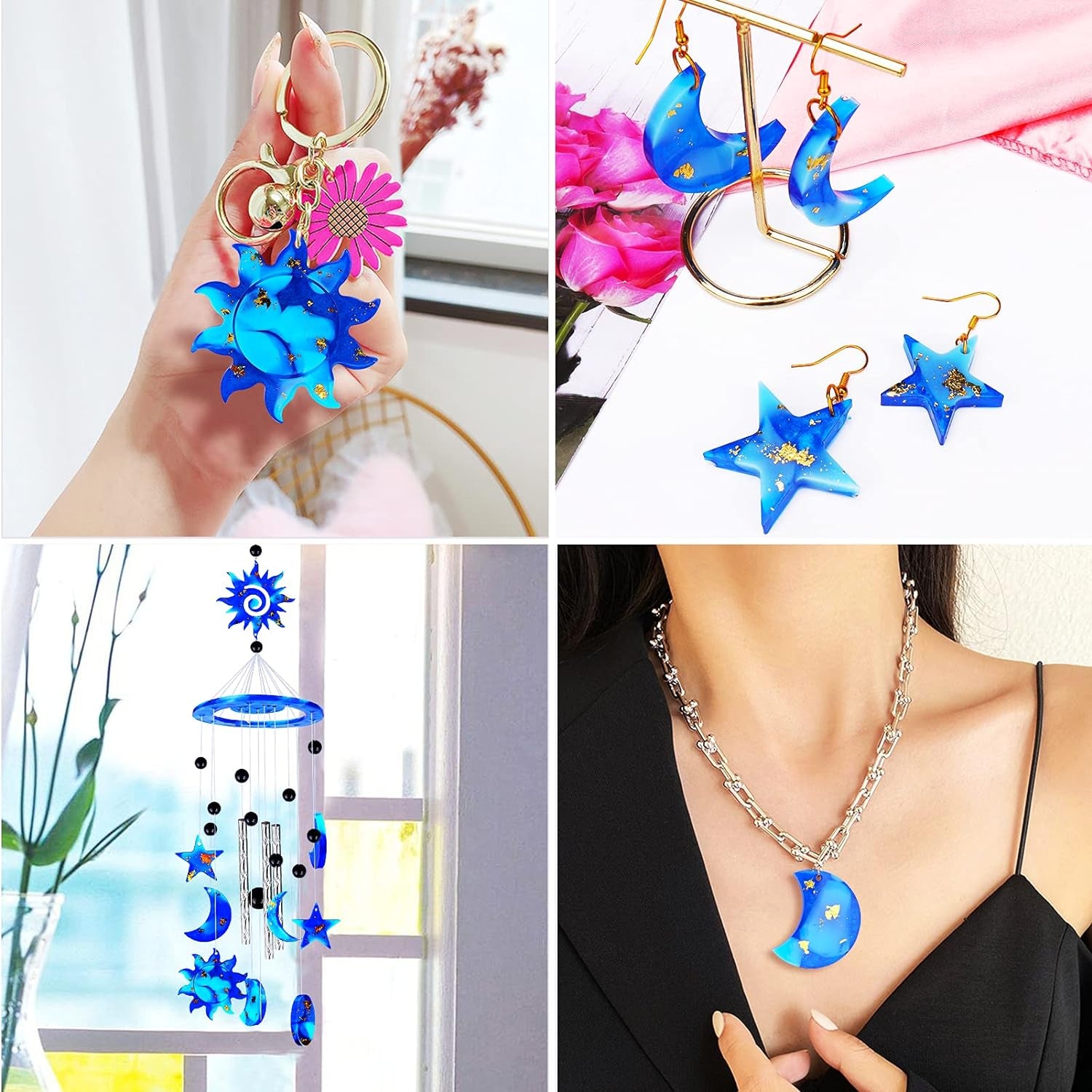 Resin Molds, 63 Pcs Wind Chimes Silicone Molds Kit, Epoxy Windchimes Casting Mold for DIY Wind Bell, Keychain Earring Pendants Ornaments