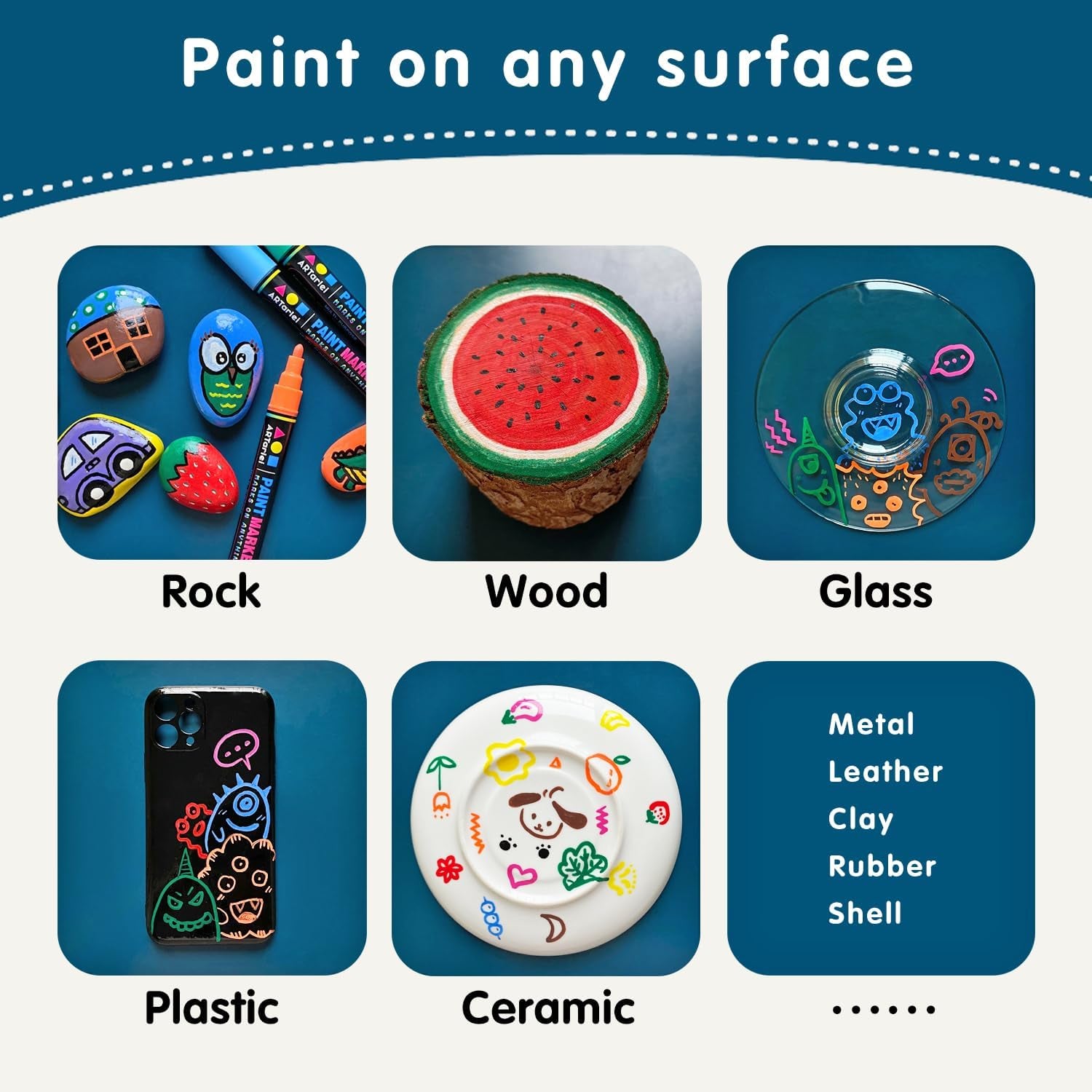 Rock Painting Perfection Markers Pens: 12 Vibrant Colors - Permanent, Oil-Based, Waterproof, Fade-Resistant, Non-Toxic - Precision Tips for Brilliant Stone Art