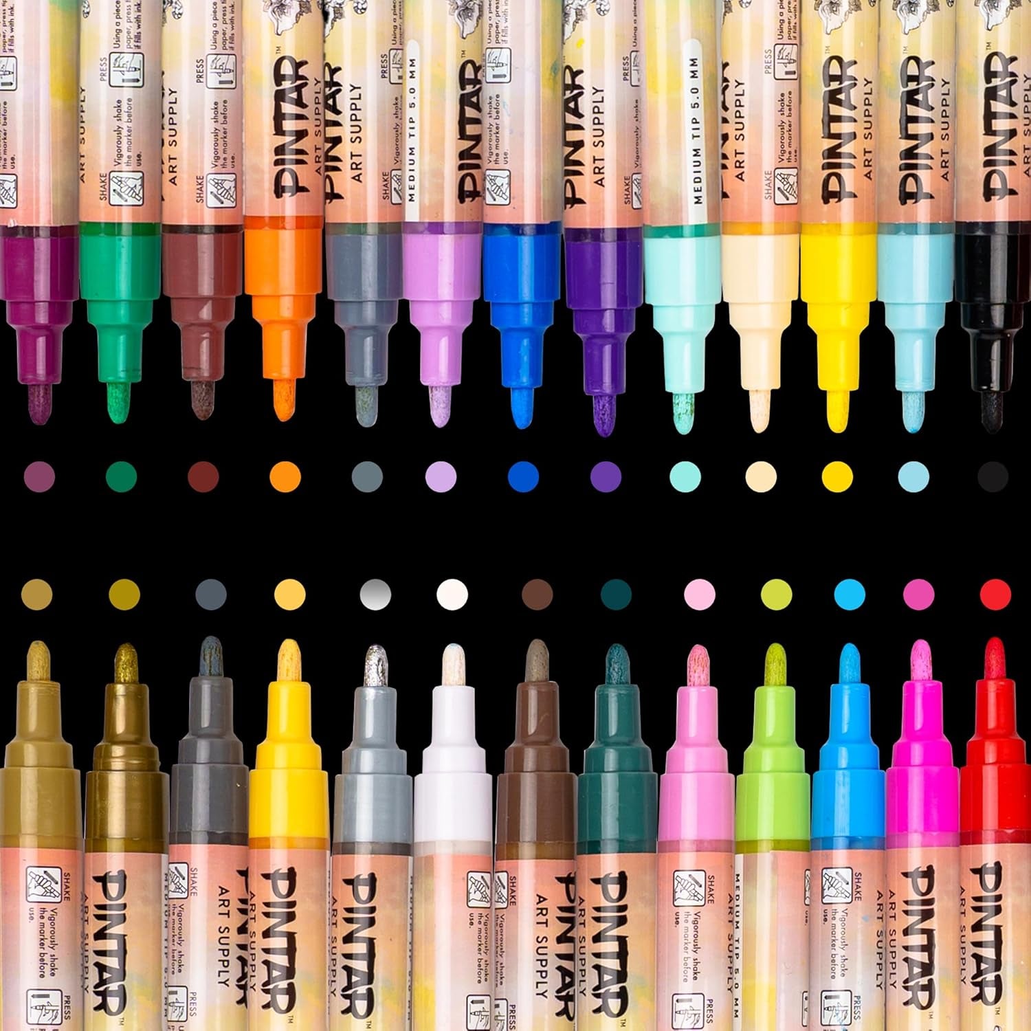 | 14 Pack | Acrylic Paint Markers Medium Point | Leather, Shoes, Rock Painting, Wood, Glass | Acrylic Paint Pens Set | Pack of 14, 5.0 Mm
