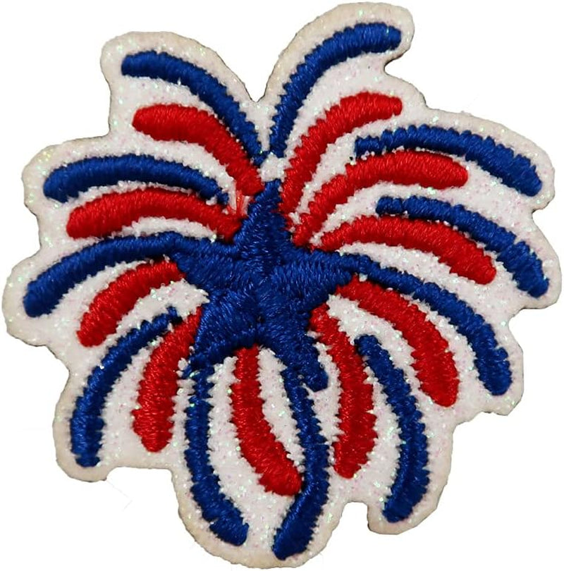 Patriotic US Flag Fireworks Embroidered Iron on Patch