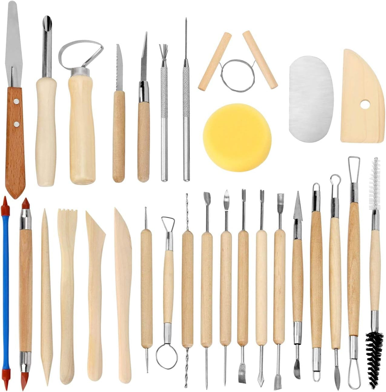 30Pcs Clay Tools, Pottery Tools and Clay Sculpting Tools for Adults, Pottery Kit, Polymer Clay and Air Dry Clay Tools for Ceramics &amp; Pottery Clay, Pottery Tool Kit for Craft Supplies