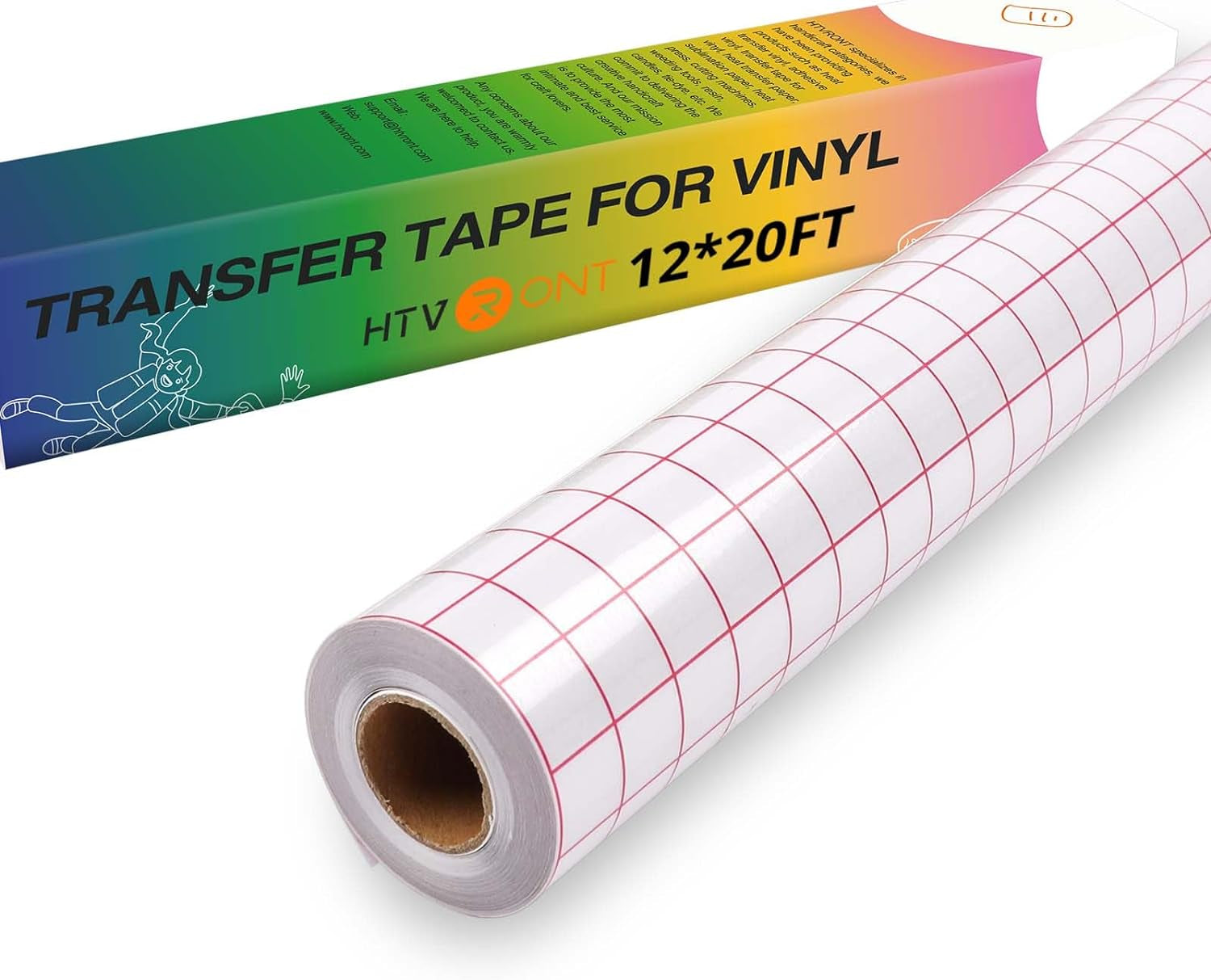 Transfer Tape for Vinyl -12" X 20 FT W/Red Alignment Grid Transfer Paper High Tack Vinyl Transfer Tape for Permanent Vinyl for Cricut Signs Stickers Decals Walls Doors & Windows