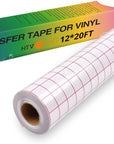 Transfer Tape for Vinyl -12" X 20 FT W/Red Alignment Grid Transfer Paper High Tack Vinyl Transfer Tape for Permanent Vinyl for Cricut Signs Stickers Decals Walls Doors & Windows