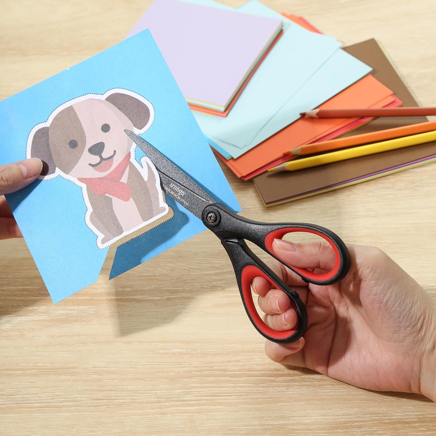 3 Pack Titanium Scissors All Purpose - Non Stick Stainless Steel Sharp Scissors Set Heavy Duty for Office School Sewing Crafting Cutting Fabric Paper, Comfortable Grip, 5”, 7” & 8”