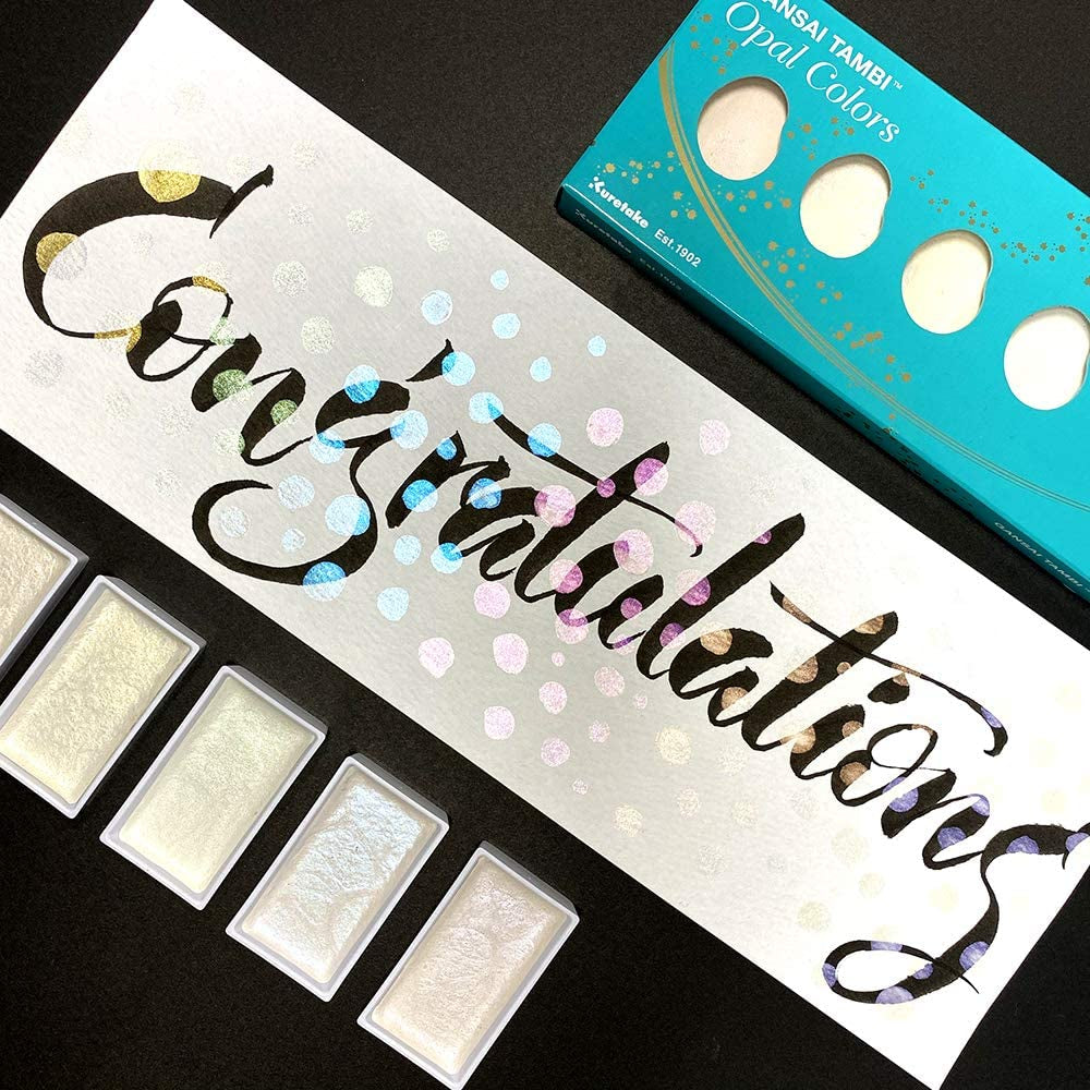 GANSAI TAMBI OPAL COLORS, 6 Colors Set, Watercolor Paint for Professional, for Artists and Crafters,Illustrations, Drawing, Lettering, Made in Japan
