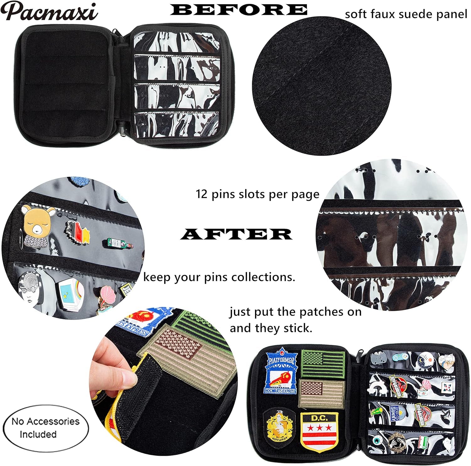 Portable Travel Brooch Pin Carrying Case for Enamel Pin, Lapel Pin, Pins Storage Organizer Case, Pin Collections Display Bag with 10 Pages, Hold up to 160 Pins.