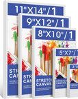 Stretched Canvas for Painting 11X14 Inch, 8 Pack Blank Canvas -5/8 in Profile Primed Cotton White Canvases for Painting for Oil & Acrylic Paint