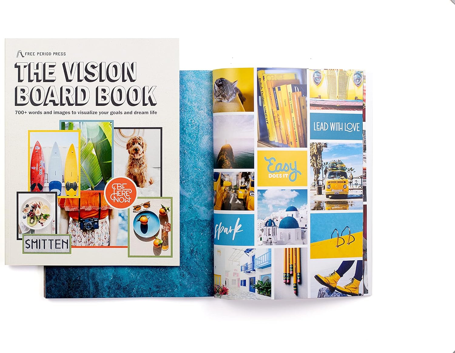 Vision Board Book, 700+ Words &amp; Images in All Categories, for Visualizing Your Life Goals &amp; Dreams, Playful, Stylish Pictures for Collage Making &amp; Scrapbooking