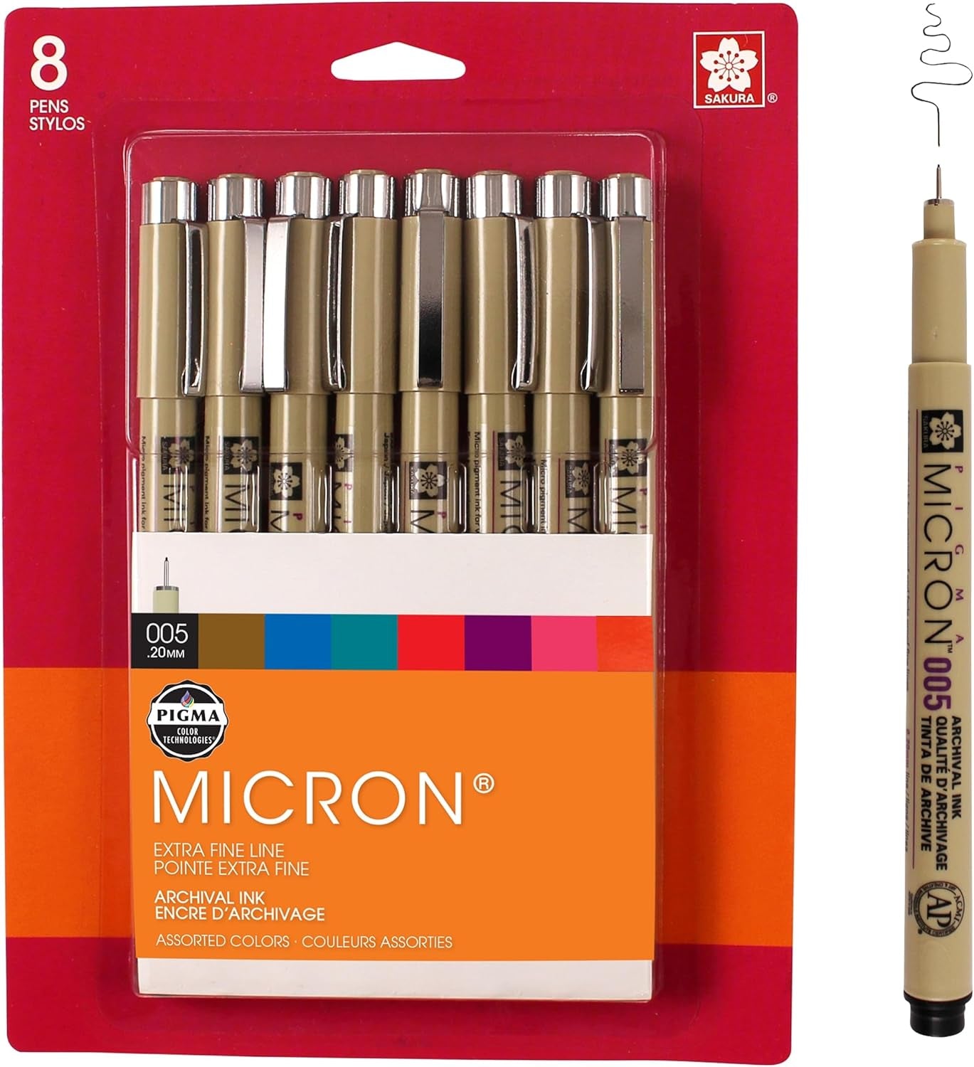 Pigma Micron 005 8 Color Set Water Based Pigment for Illustration - Holiday Gifts for Artists, Crafters & DIY Gifts Projects