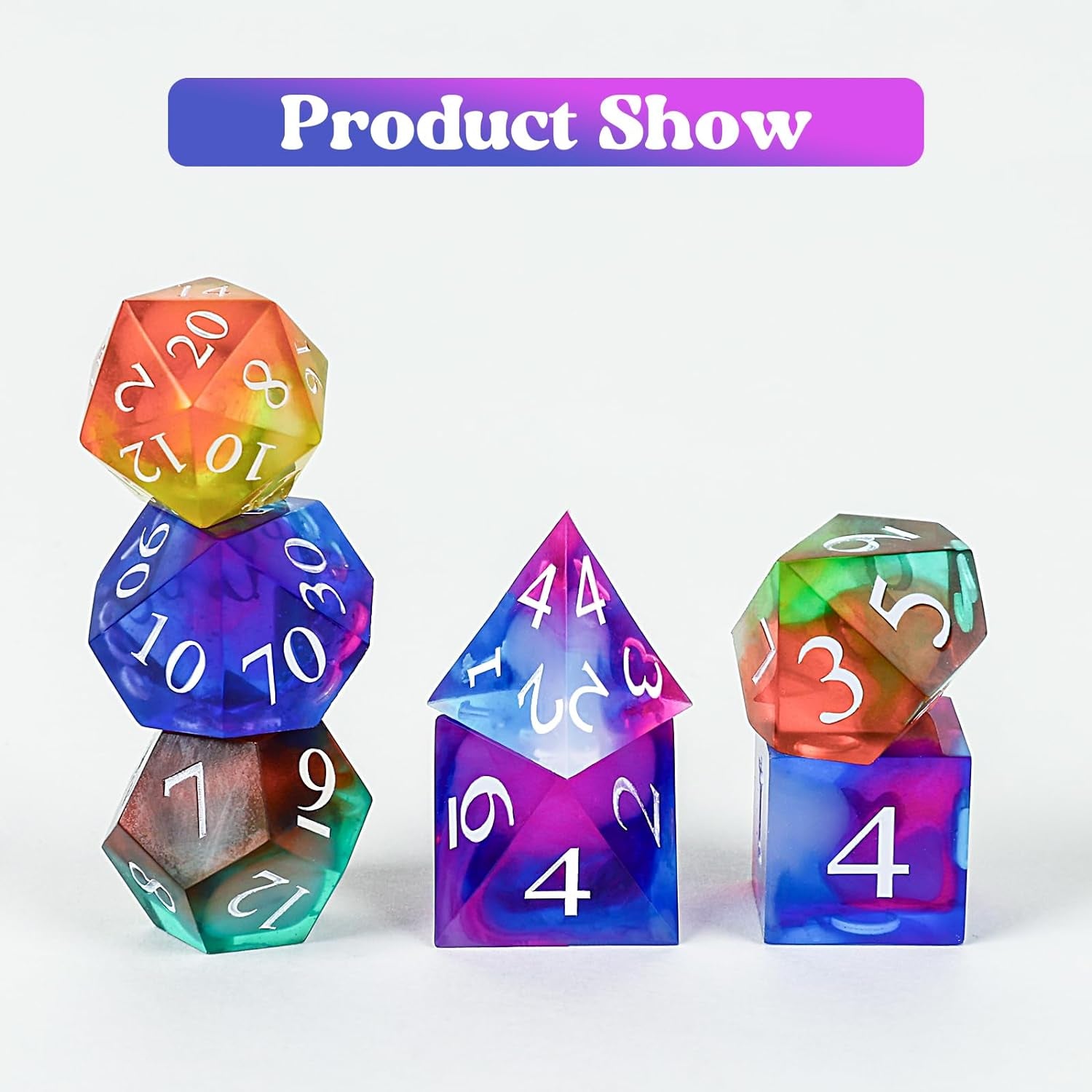 Resin Molds Silicone, Dice and Dice Box Epoxy Resin Molds with 7 Standard Stereoscopic Dice Cavities, Silicone Molds for Resin, DND Dice and Dice Organizer Dice Making Kit, Table Board Game