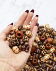 500 PCS Wooden Beads for Jewelry Making Adults, Painted Assorted African Beads, Macrame Supplies Beads, Craft Jewelry Wood Beads for Bracelets & Necklace, Large & Small round Barrel Tubular