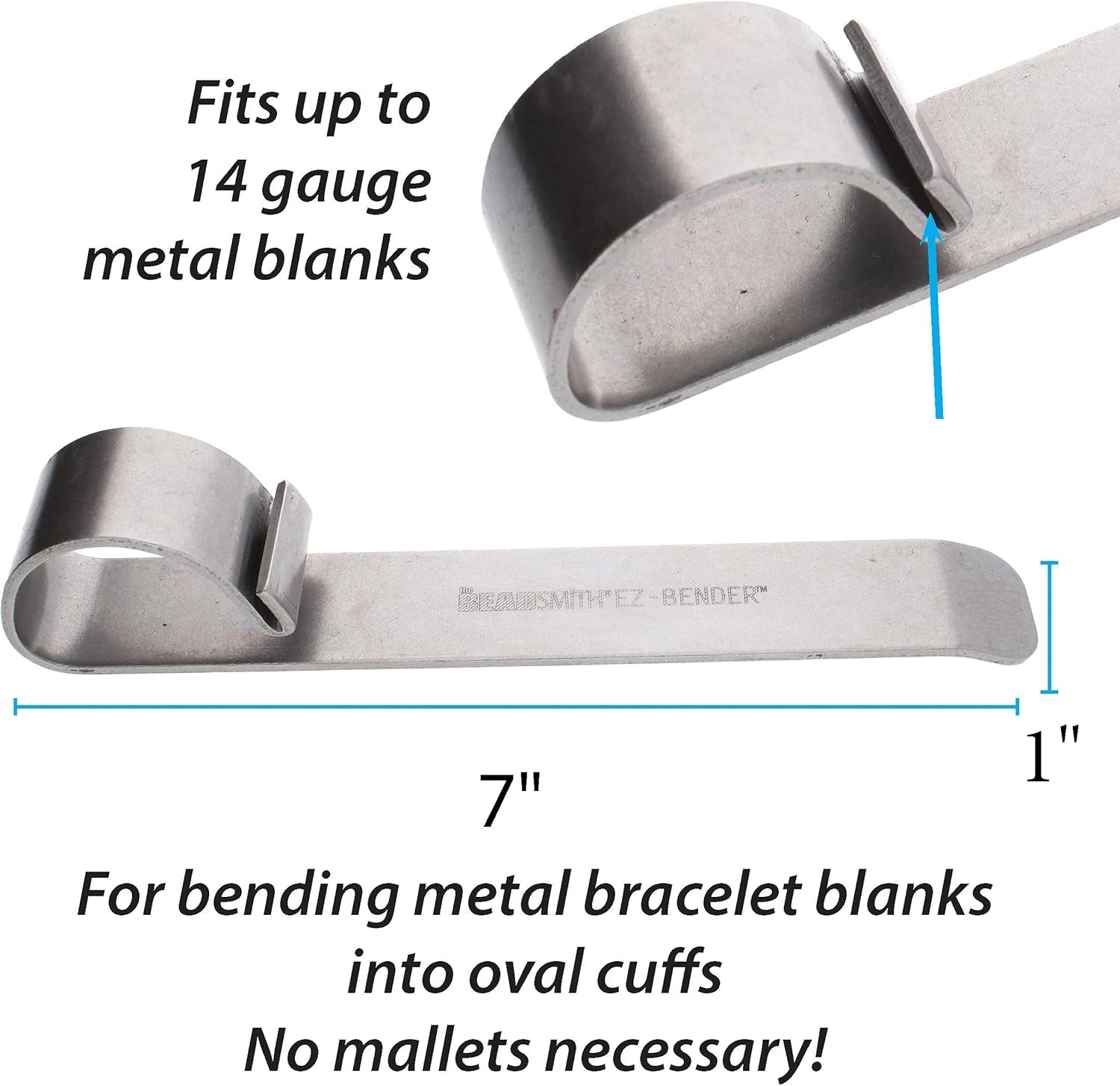 EZ Bender - Metal Elements - Made of Hardened Steel - 7 X 1 X 1.25 Inches - Tool for Making Cuff Bracelets - Create Perfectly Curved Bracelets without a Mallet