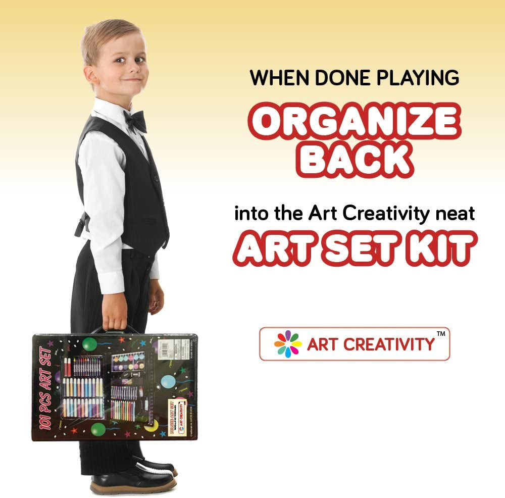 Deluxe Art Kit for Kids Art Set- Beginners Supplies 101 Piece Artist Drawing Painting Kit with Coloring Book, Art and Craft Gift Set for Boys, Girls, Ages 6 7 8 9 10 11 12