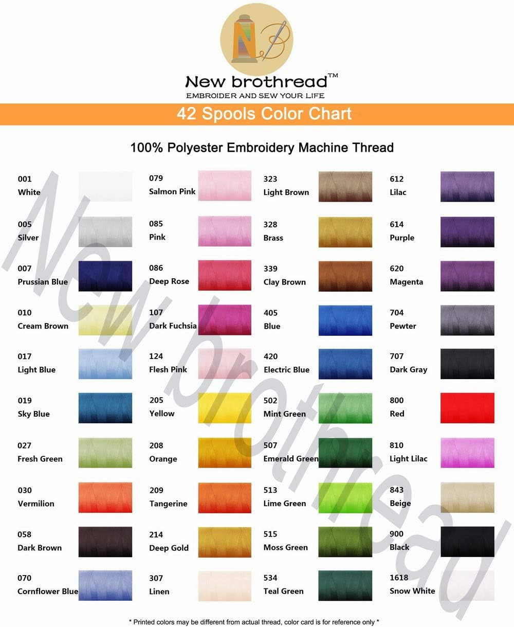 42 Spools 1000M (1100Y) Polyester Embroidery Machine Thread Kit for Professional Embroiderer and Beginner