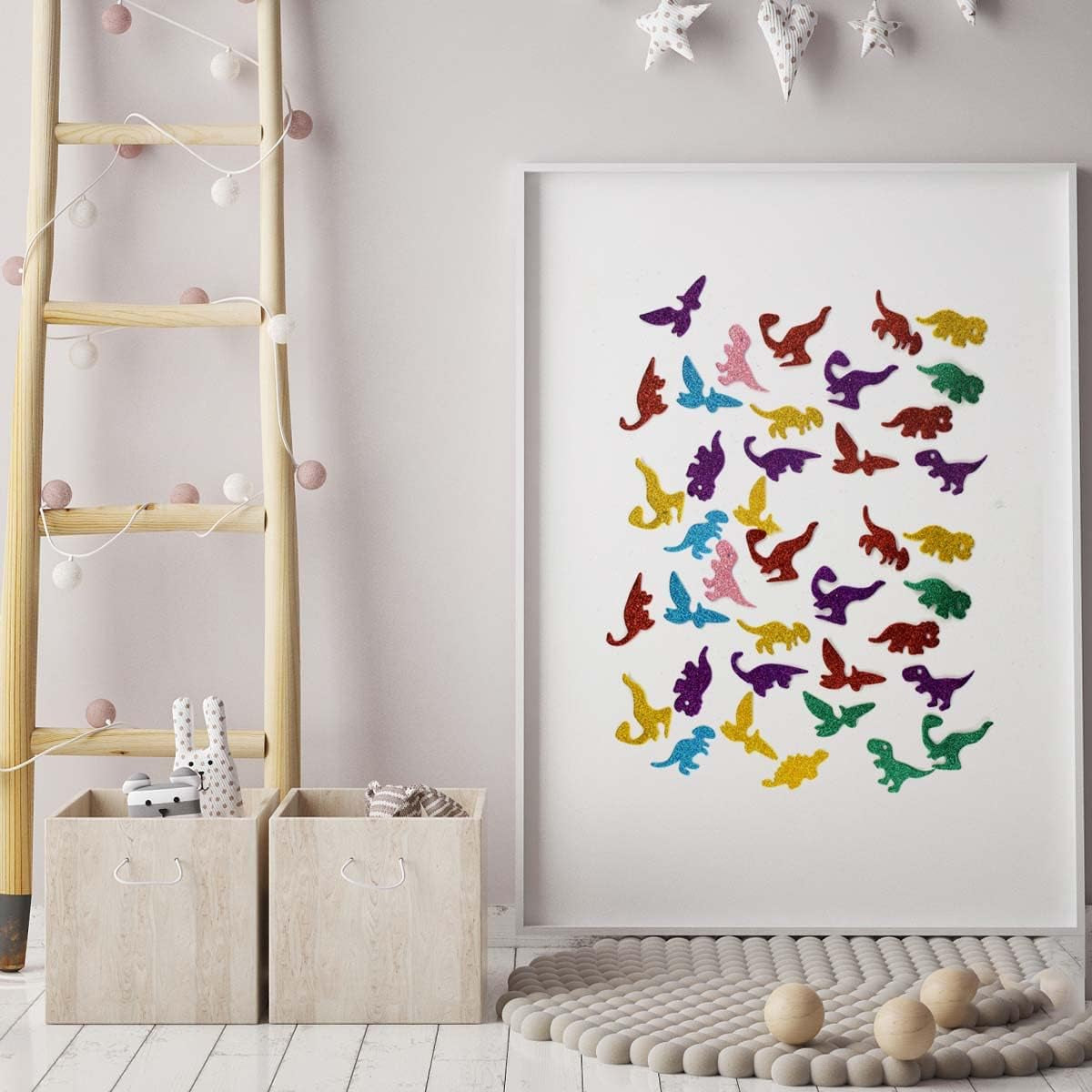 160 Pieces Glitter Dinosaur Foam Stickers Self Adhesive Foam Stickers for Craft DIY Self-Adhesive Dinosaur Shapes Sticker Home Party Decoration Colorful Arts Crafts Supplies (Assorted Colors)