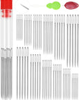 60 PCS Large Eye Sewing Needles, 6 Sizes Hand Sewing Needles, Leather Needle Embroidery Thread Needle, Stainless Hand Quilting Needles with Threaders for Hand Sewing Art Crafts