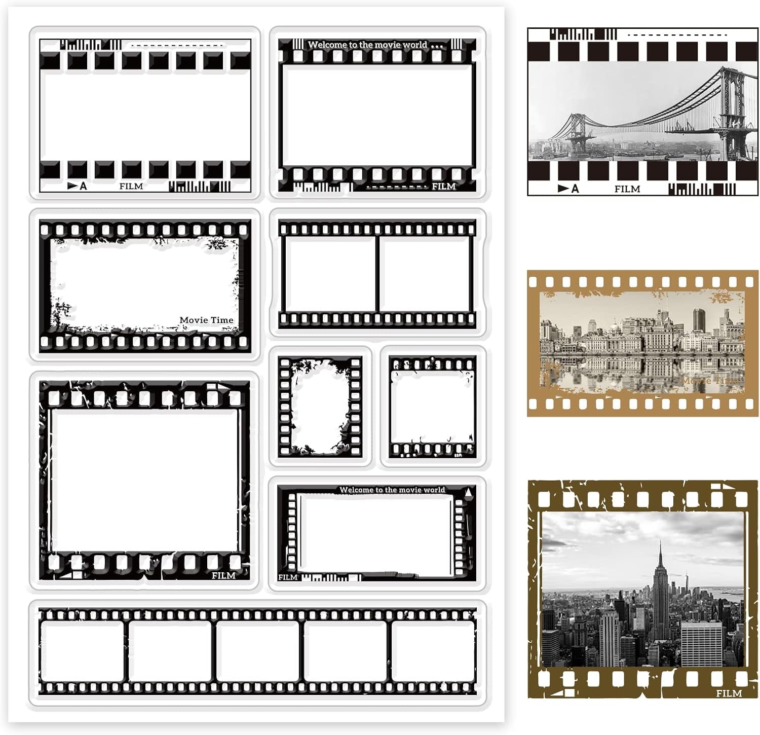 Film Reel Clear Stamp Vintage Film Style Transparent Silicone Stamp Cinematic Look Rubber Stamp for Scrapbook Journal Card Making