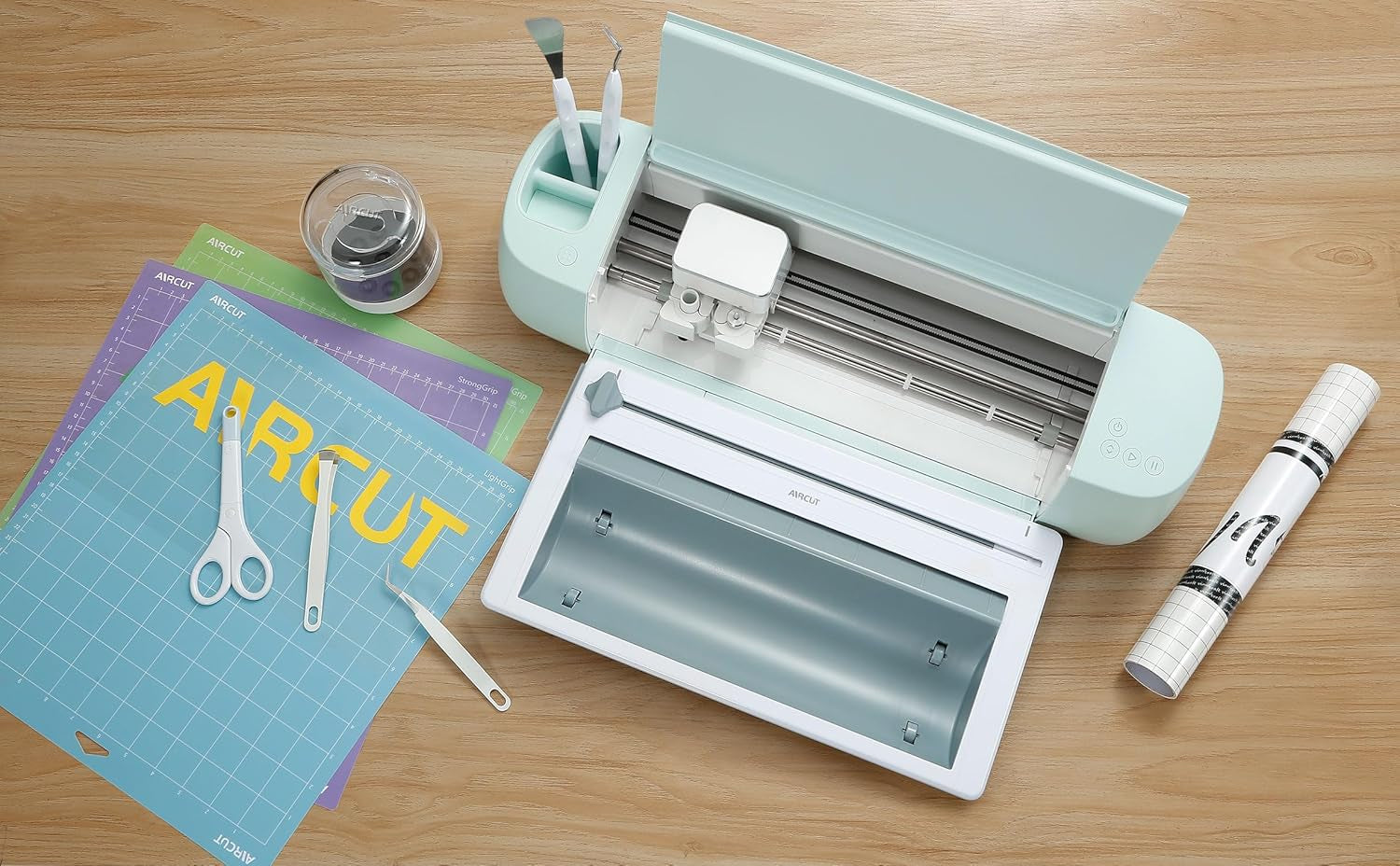 Vinyl Roll Holder with Trimmer for Cricut Maker 3/Maker and Explore Air/2/3, Roll Holder with Cutter Perfect for Smart Vinyl and Heat Transfer Iron On