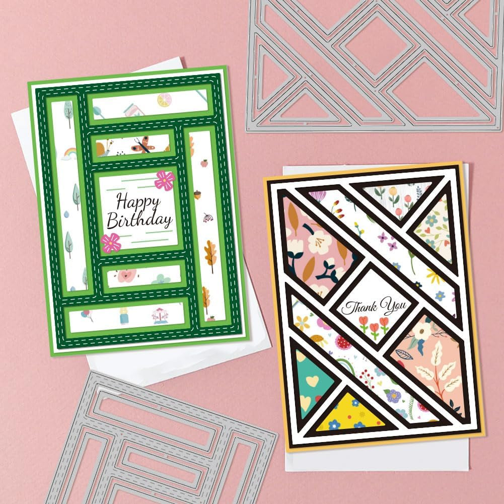Splicing Rectangular Background Board Cutting Dies for Card Making Frame Background Die Cuts Carbon Steel Embossing Stencils Template for DIY Scrapbooking Album Craft Decor