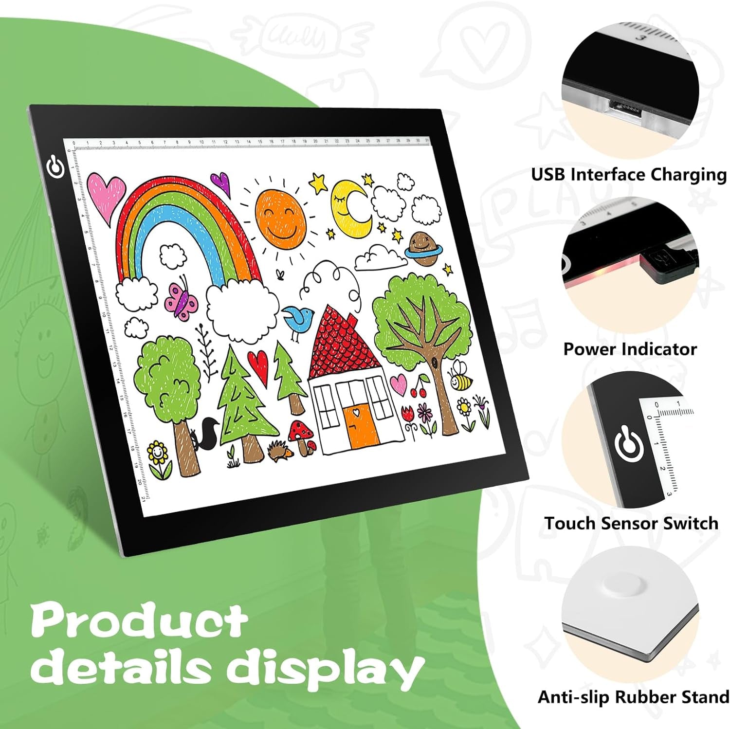 A4 LED Light Tracing Box Pad, Adjustable 9X12 Inch USB Powered Artcraft Portable Light Copy Board for Tattoo Transferring Artists DIY Drawing Diamond Art Sketching