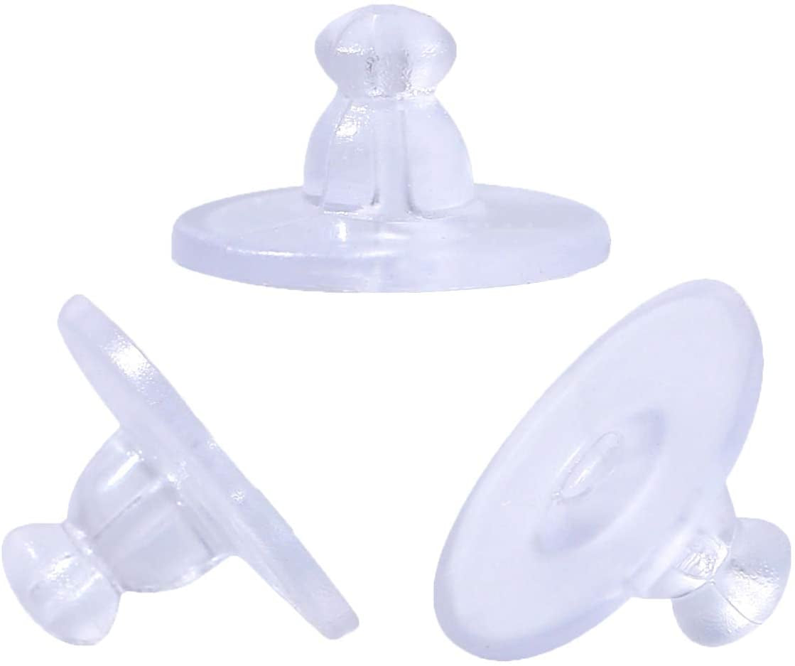 Earring Backs, Silicone Earring Backings, Clear Rubber Earring Safety Back Stoppers, Soft Clutch Ear Locking with Pad (Pack of 100)