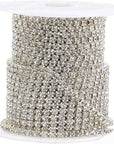 11 Yards 2Mm Silver Crystal Rhinestone Close Chain Single Row Trimming Claw Chain Jewelry Crafts DIY (Silver)