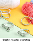 Adjustable Crochet Ring for Finger,Braided Knitting Ring with Plastic Box Yarn Tension Rings for Crocheting Knitting Accessories 2 Styles Silver