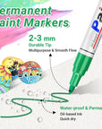 Oil Based Paint Pen, Permanent Paint Marker: Quick-Dry, Waterproof Paint Set of 12 for Rock Painting, Glass, Fabric, Ceramic, Wood, Metal, Mug, Plastic, Stone, Christmas Stencil Art Craft Supplies Kit