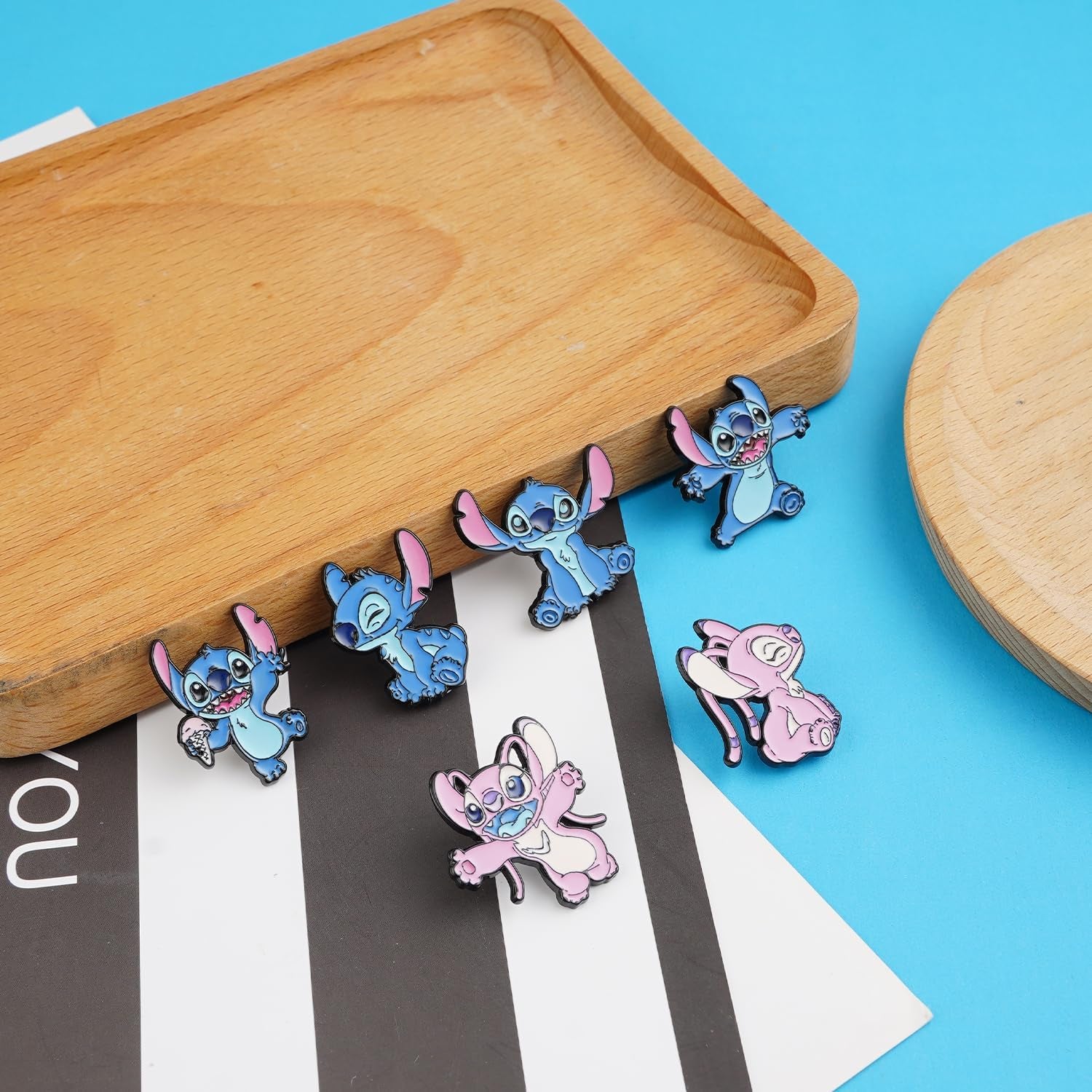 6 Pcs Stitch Pins Cartoon Anime Enamel Pins for Clothing Backpack Hat Decoration Gift for Girls