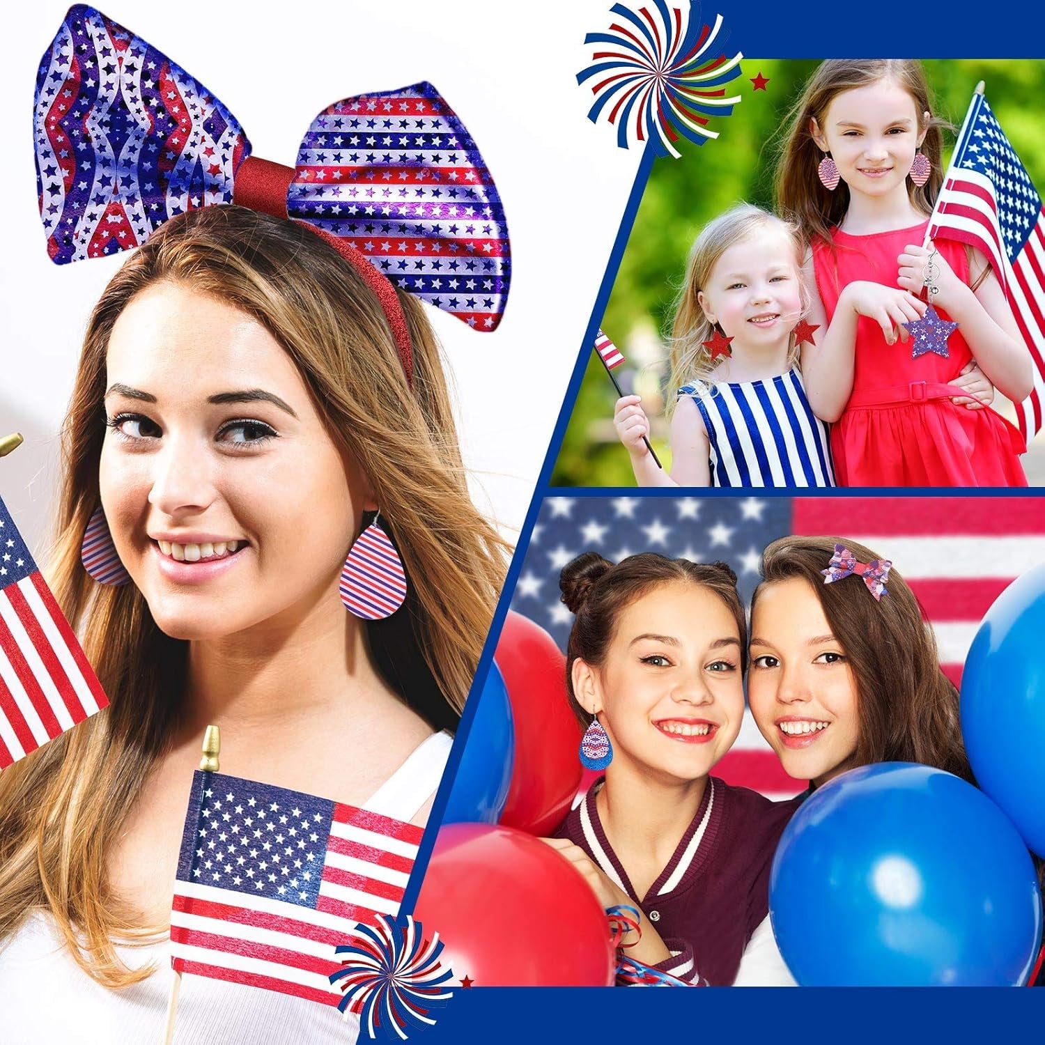 15 Pieces Labor Day American Flag Faux Leather Sheets Glitter Sequins Synthetic Leather Sheets DIY Faux Leather Fabric Making Earrings Bows DIY Crafts, 8.3 X 6.3 Inch (Classic Style)