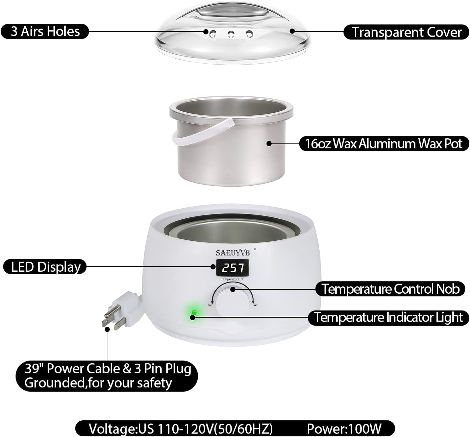 Wax Melter for Candle Making,Candle Melting Pot,Candle Wax Melter,Multifunctional Wax Melting Tool with LED Temperature Display （White）