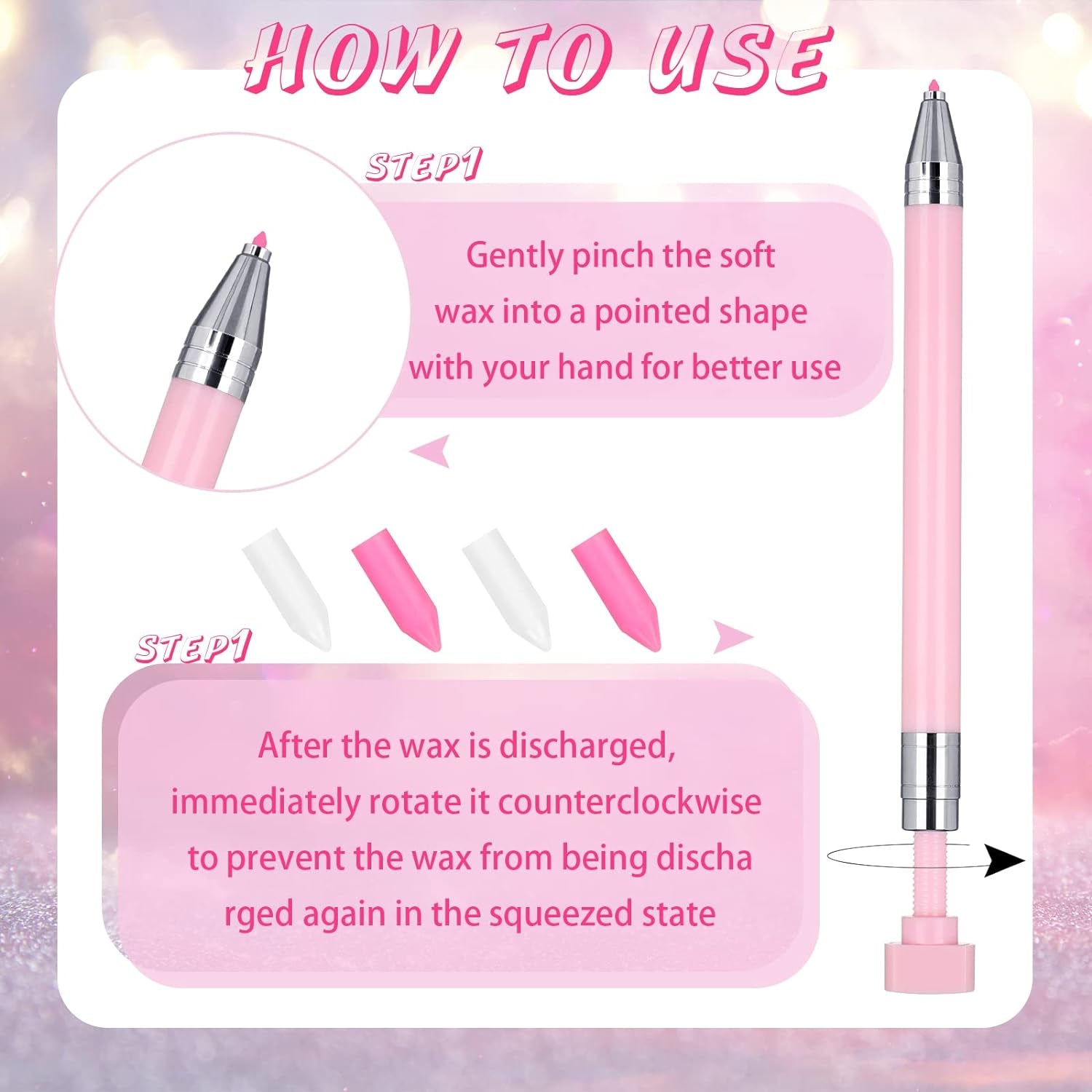 2 Pcs Diamond Painting Pen with 40 Pcs Diamond Painting Wax Diamond Painting Pen Replacement Wax Glue Diamond Art Accessories and Tool Quickly Pick up Beads Gems for DIY Painting Craft