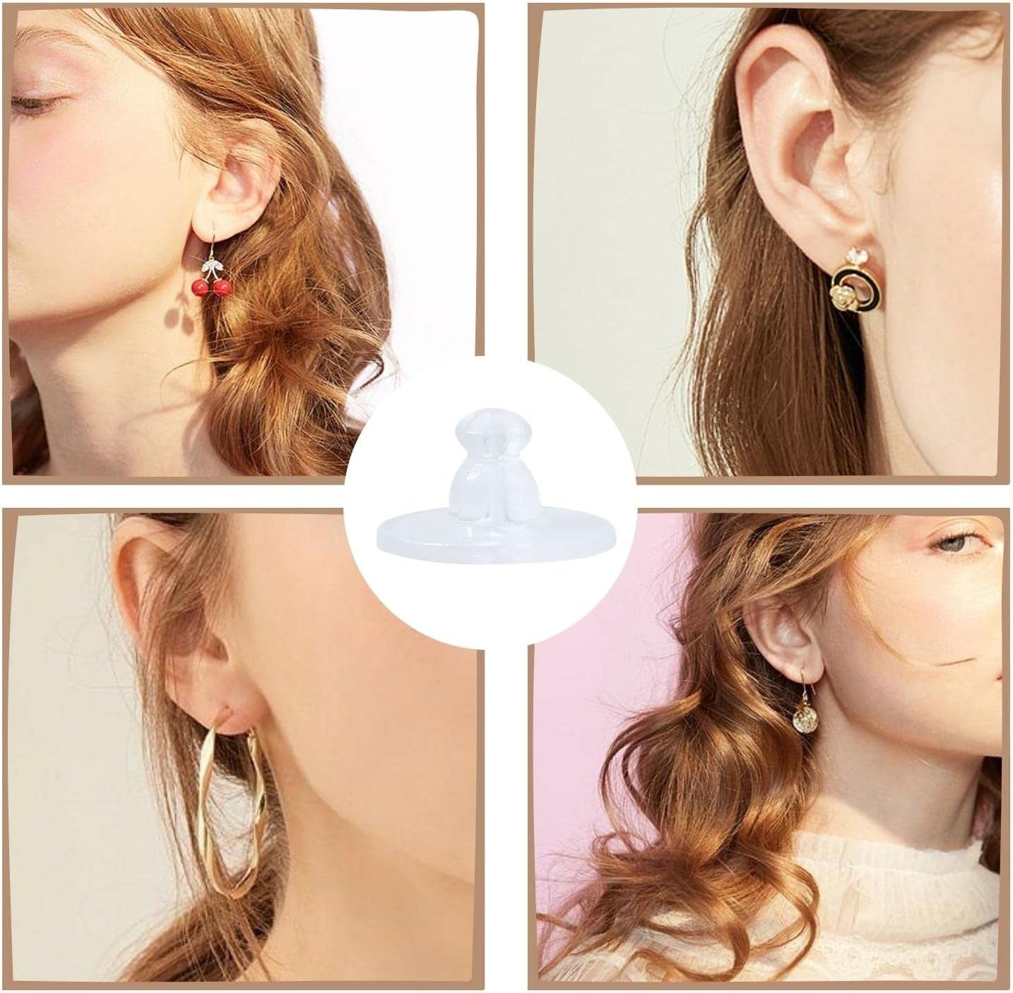 Earring Backs, Silicone Earring Backings, Clear Rubber Earring Safety Back Stoppers, Soft Clutch Ear Locking with Pad (Pack of 100)
