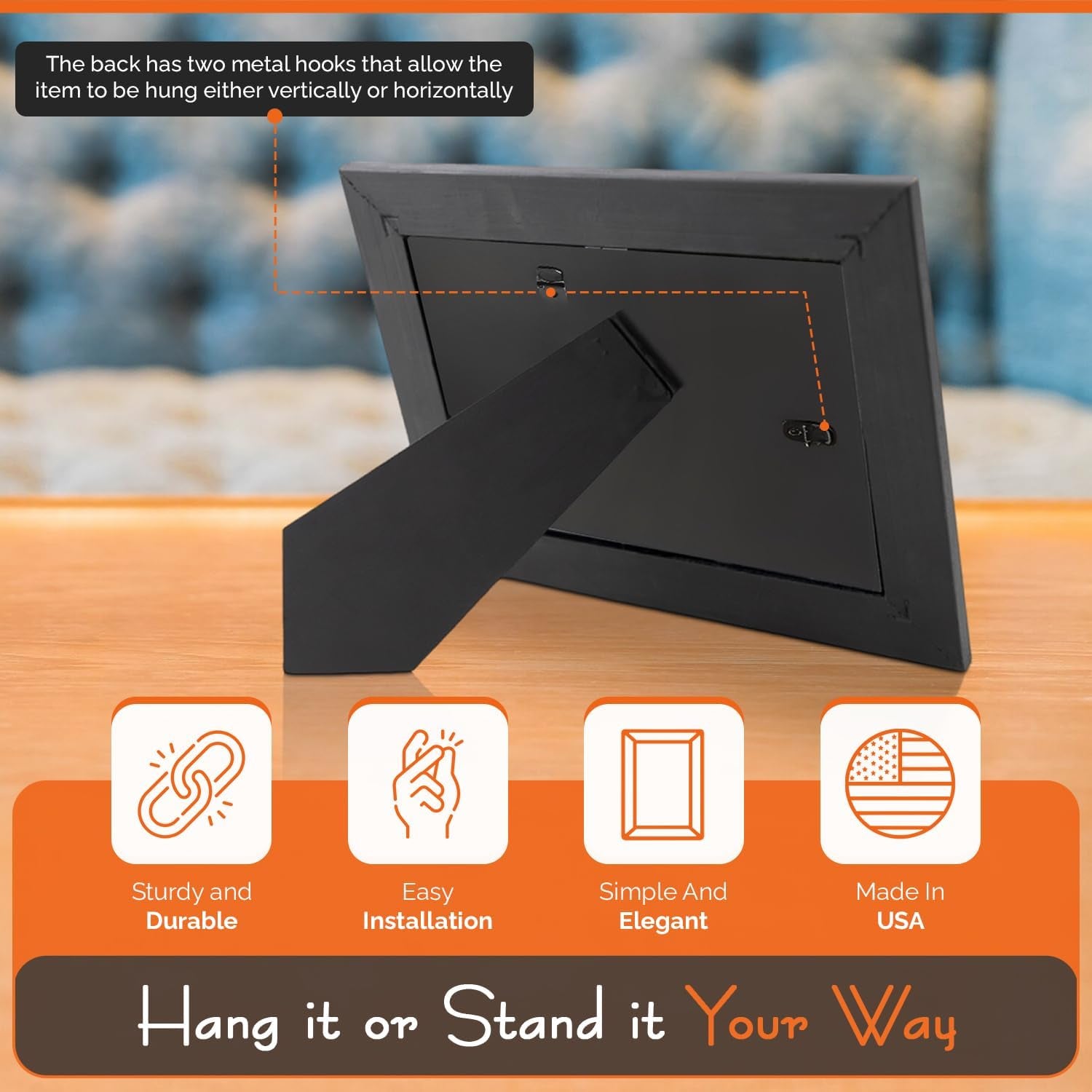 Adjustable Easel Backs, Easel Stand for Pictures, Solid Black Cardboard Back for 8X10 Picture Frame, Photo Easel Stand Perfect for Picture Frames, Tiles, Art &amp; More, Made in USA (Pack of 4)