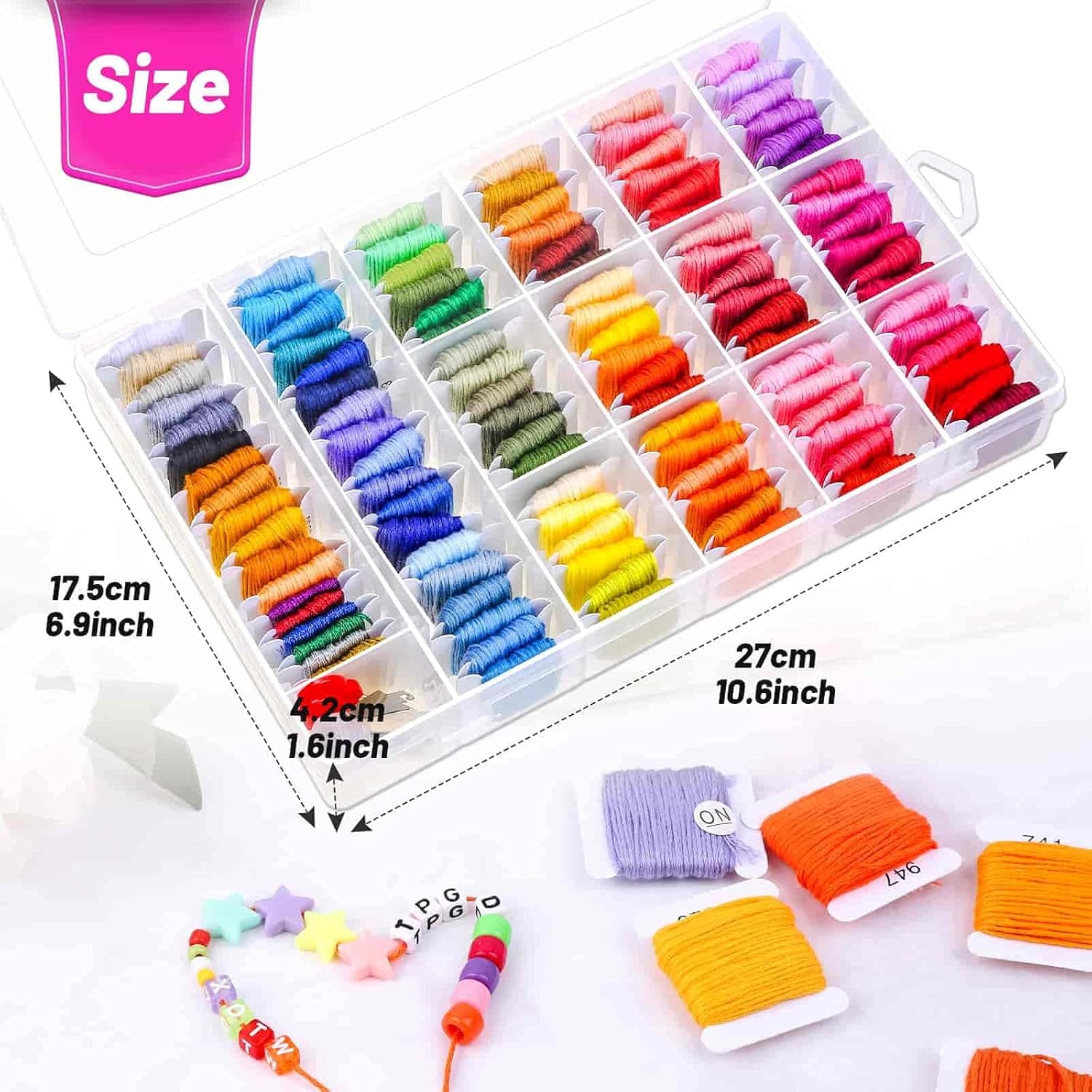 146 Pcs String Bracelet Making Kit Embroidery Floss with Organization Box Including 108 Colors Cross Stitch Thread Bracelet String and 38 Pcs Tools for Friendship Bracelet String Making