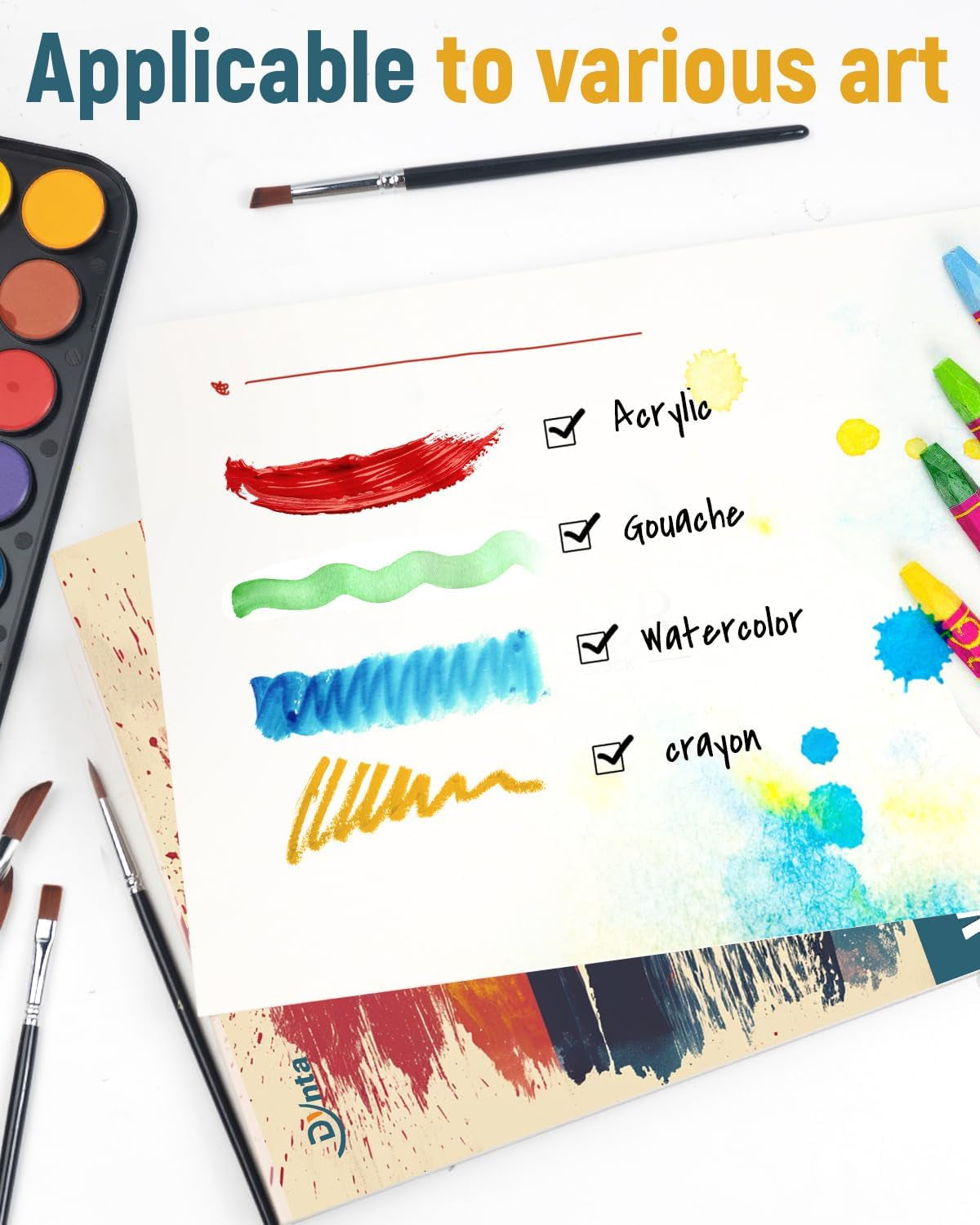 Watercolor Paper Pad 9X12 Inch, 140 Lb (300Gsm) 72 Sheets (2 Packs), Textured Painting Paper, Glued Binding - Ideal for Art, Drawing, Mixed Media, Artists, Students, Kids