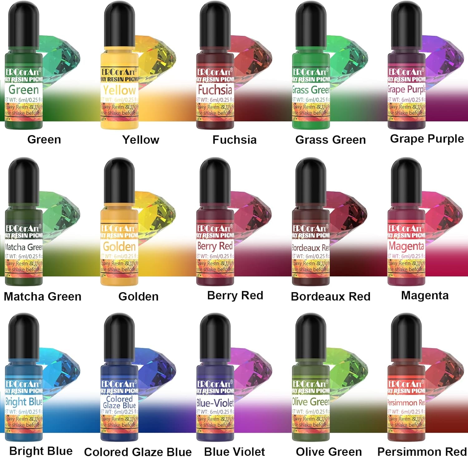 Epoxy Resin Pigment - 30 Colors Transparent UV Resin Dye, Epoxy Resin Color, Highly Concentrated Epoxy Resin Colorant for Resin Jewelry Making Kit, DIY Crafts - 0.25 Oz