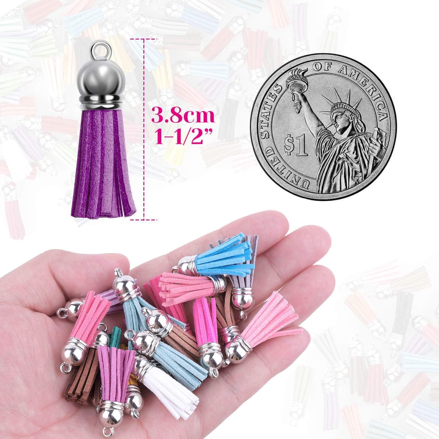 200Pcs Leather Keychain Tassels Bulk for Crafts, Acrylic Blanks, Charms, Earrings, Bracelets and Jewelry Making (40 Colors)