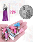 200Pcs Leather Keychain Tassels Bulk for Crafts, Acrylic Blanks, Charms, Earrings, Bracelets and Jewelry Making (40 Colors)