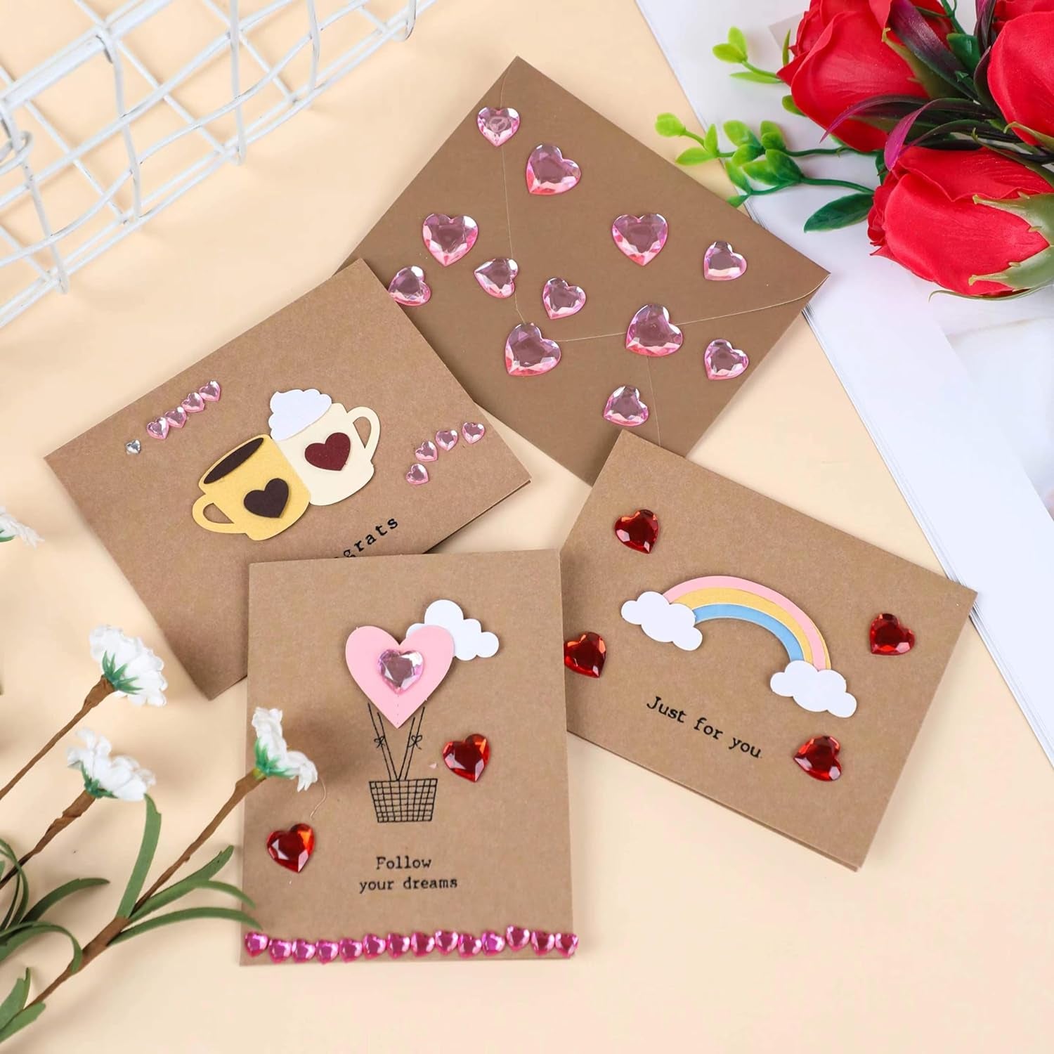 Heart Stickers Gem Stickers, 1190PCS Pink Self-Adhesive Blinger Hair Gems, Rhinestones for Nail Face, Decorative Stickers for Valentine'S Day, Wedding, Craft