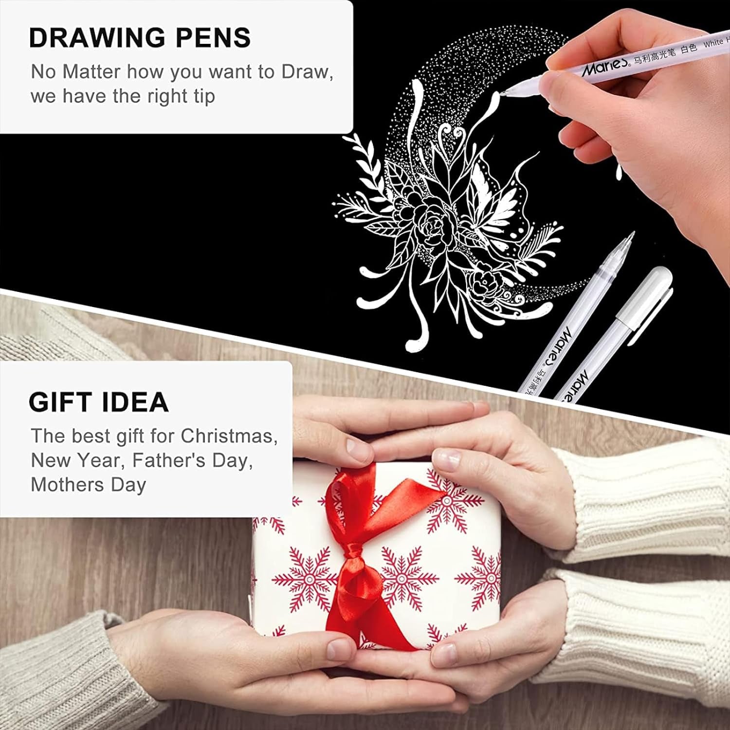 White Gel Pen Set, 3 Pack, 0.8Mm Extra Fine Point Pens Gel Ink Pens Opaque White Archival Ink Pens for Black Paper Drawing, Sketching, Illustration, Card Making, Bullet Journaling